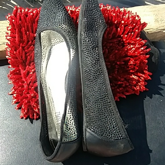 JENNIFER LOPEZ SPARKLE BLACK MESH FLATS - Picture 5 of 6